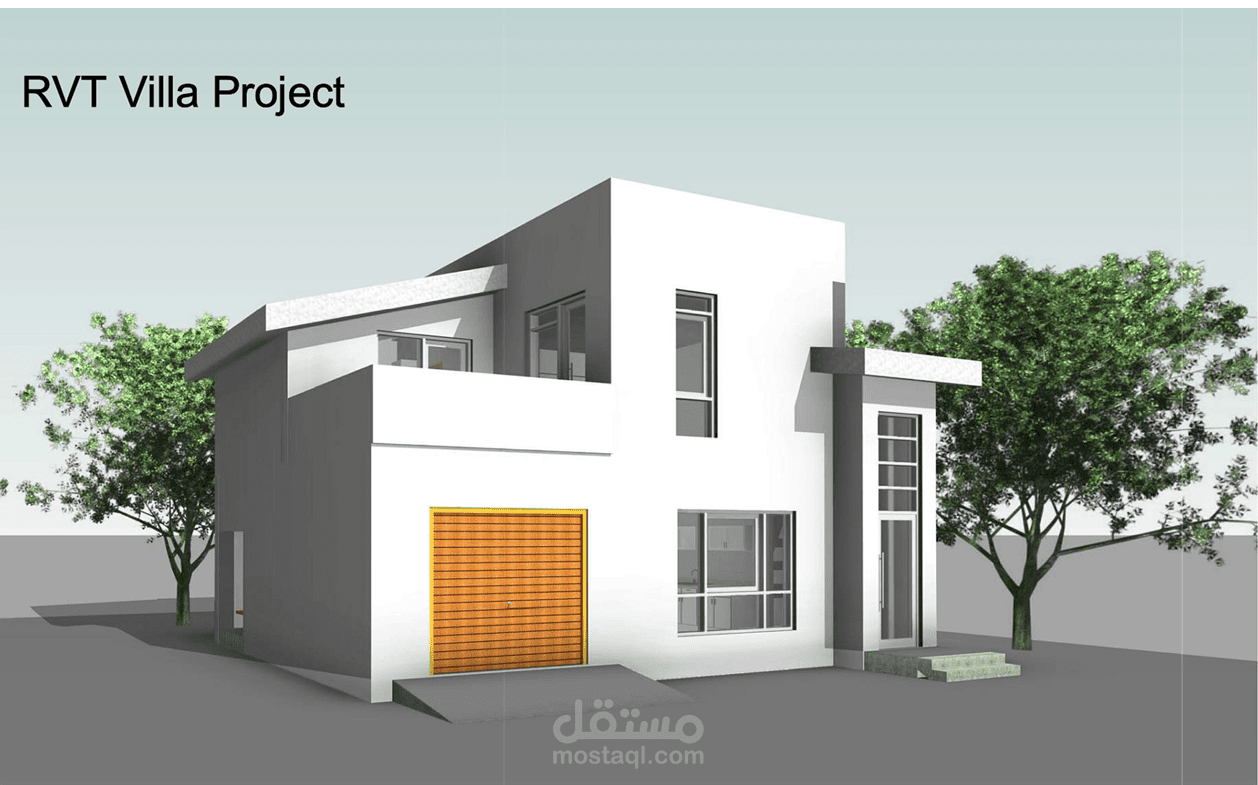 تصميم معماري متكامل لفيلا سكنية مودرن بنظام الـ BIM (مشروع RVT Villa)