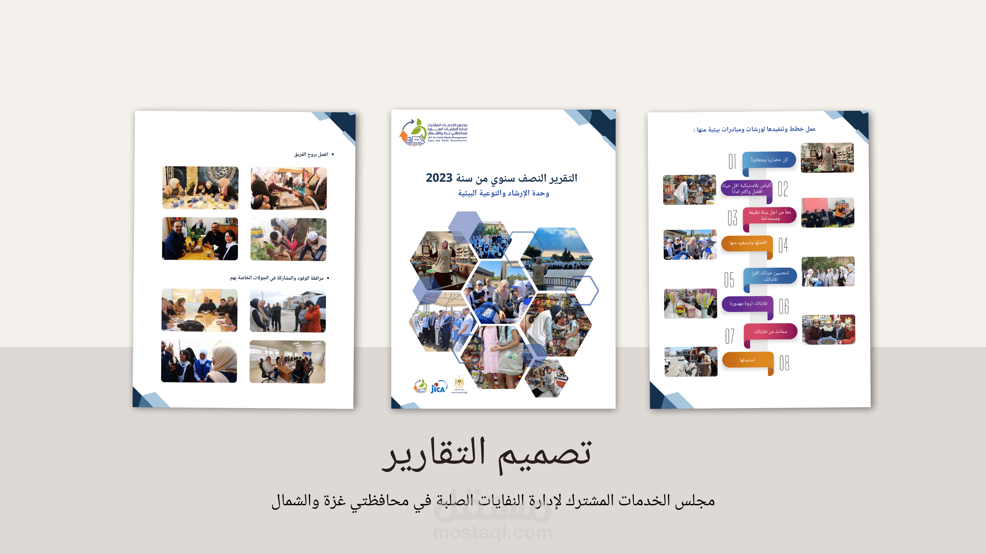 تصميم التقارير الأسبوعية والشهرية والسنوية الخاصة بمجلس الخدمات المشترك لإدارة النفايات الصلبة