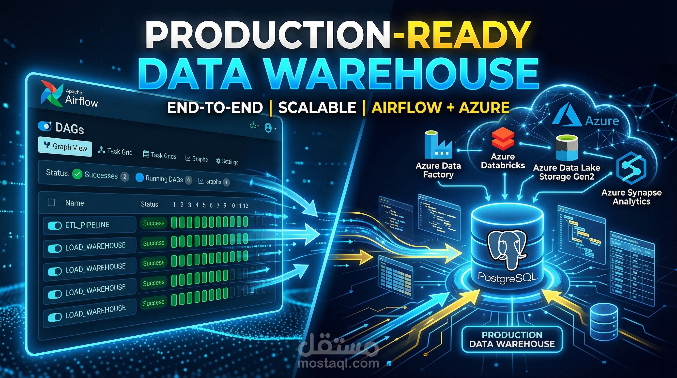 Cloud-Based Data Warehouse & ETL Pipeline باستخدام Apache Airflow و Azure