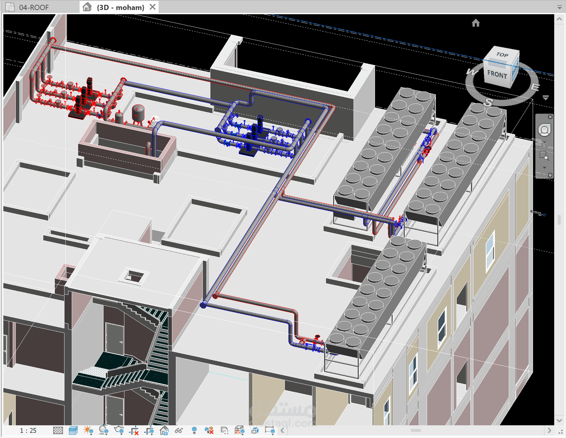 نمذجة ثلاثية الأبعاد لنظام المياه المبردة(3d Revit modeling for chilled Water System)