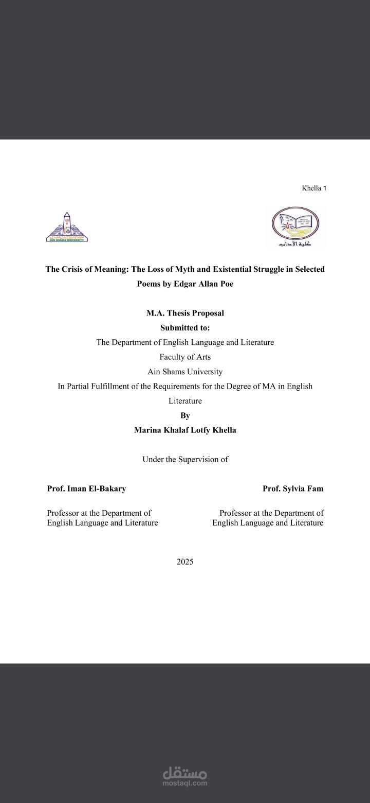 The Crisis of Meaning: The Loss of Myth and Existential Struggle in Selected Poems by Edgar Allan Poe