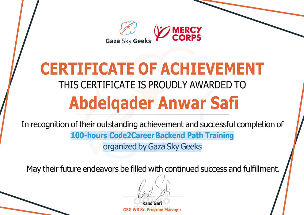 CERTIFICATE OF ACHIEVEMENT