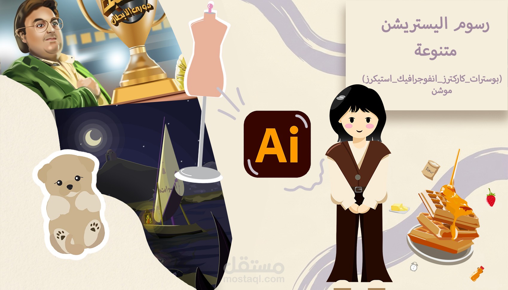 تصميم رسوم توضيحية (إليستريشن) احترافية لمختلف المشاريع الرقمية