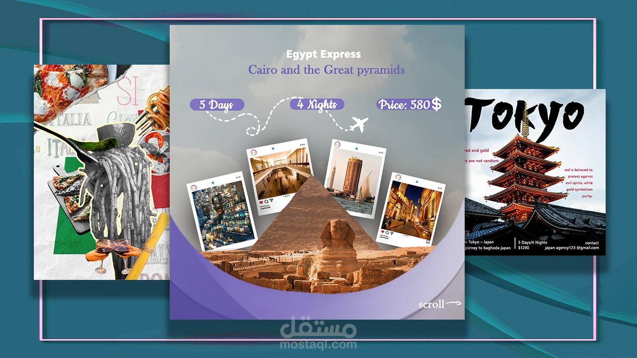تصميم بوسترات سياحية وبصرية مبتكرة Creative Travel & Visual Posters