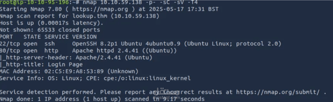 تقرير وWrite-up لحل روم “Lookup” على TryHackMe — Web Exploitation (Recon → PoC → PrivEsc)