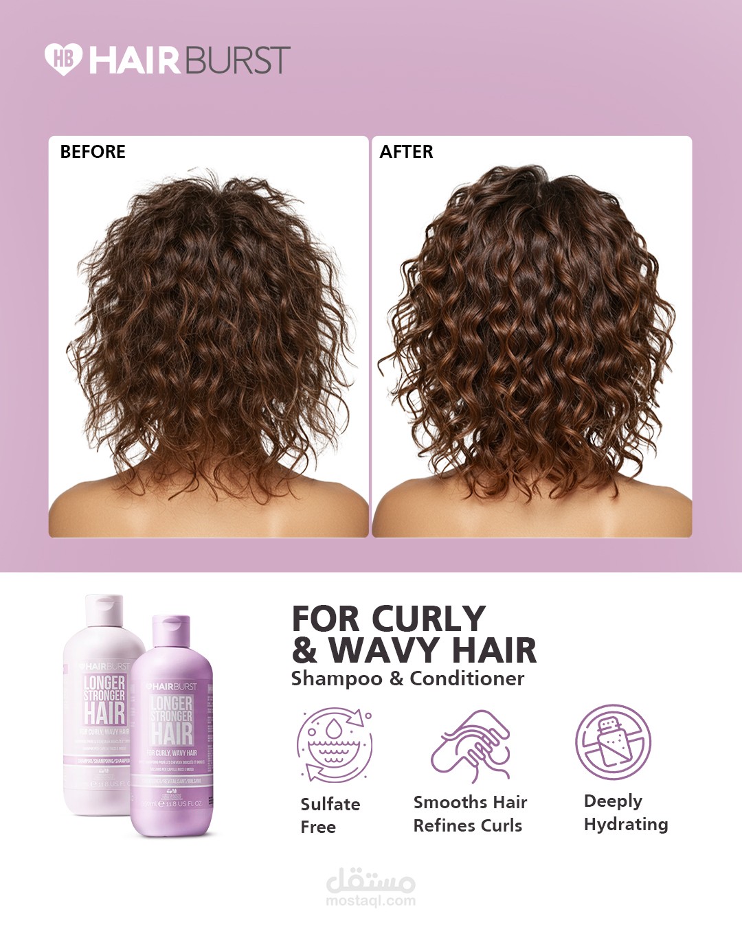 إدارة وتصميم محتوى بصري لبراند Hair Burst على السوشيال ميديا، مع الحفاظ على الهوية البصرية وتقديم أفكار مناسبة لأسلوب البراند.