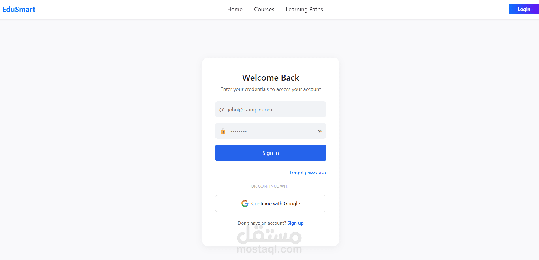 منصة تعليمية تفاعلية كاملة (Full Stack Web Application)