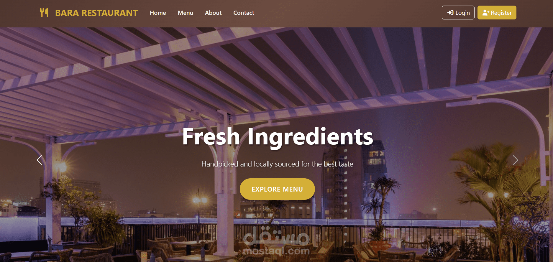 طوير صفحة ويب لمطعم باستخدام HTML وCSS وJavaScript وBootstrap
