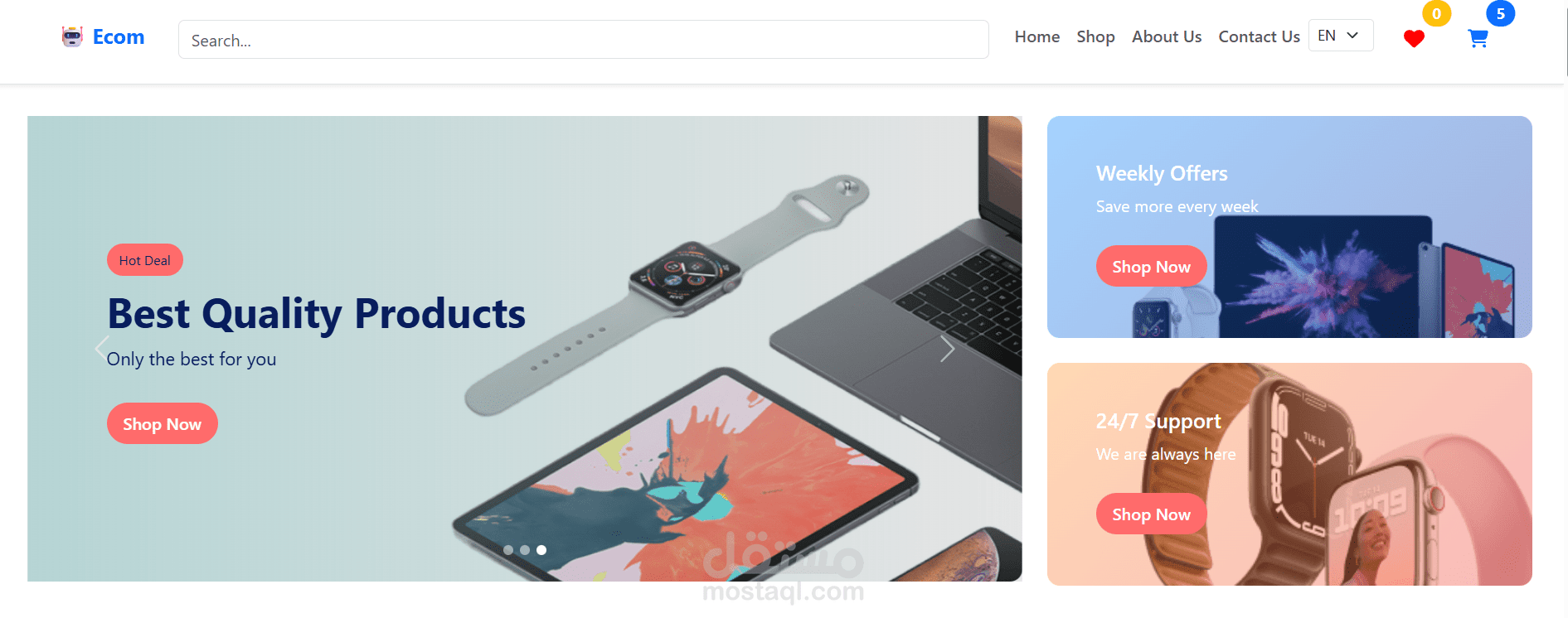 E-Commerce Website لبيع الإلكترونيات بتصميم حديث