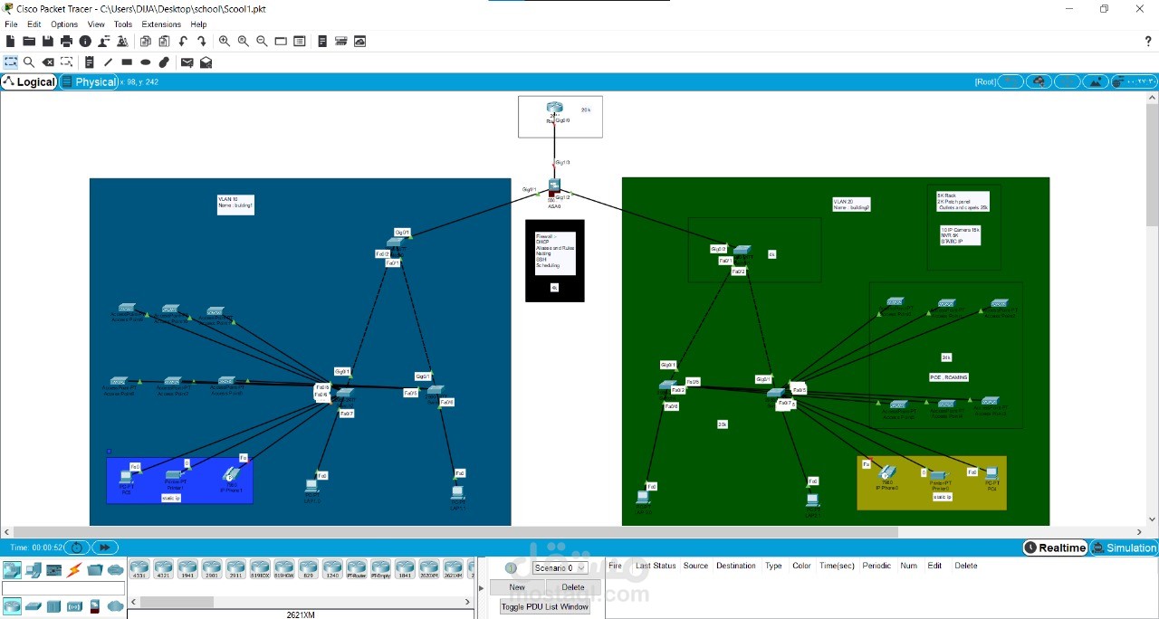 تصميم شبكات علي برنامج Cisco Packet Tracer