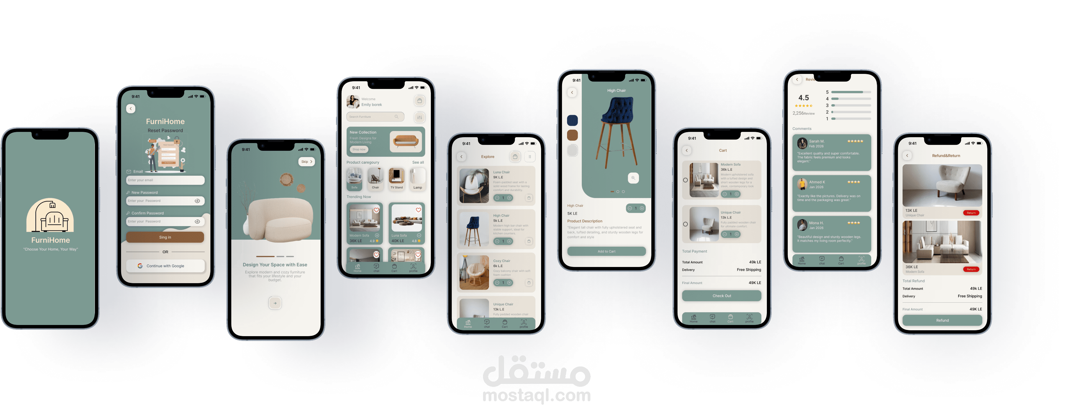 تصميم ابلكيشين موبايل لبيع الاثاث  ui \ux design  بستخدام figma