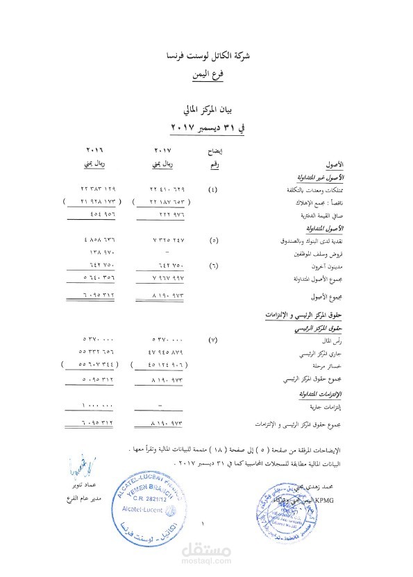 مسك الدفاتر  وقيد المعاملات المحاسبية واعدادا القوائم المالية اثناء عملي في شركة  KPMG  اليمن