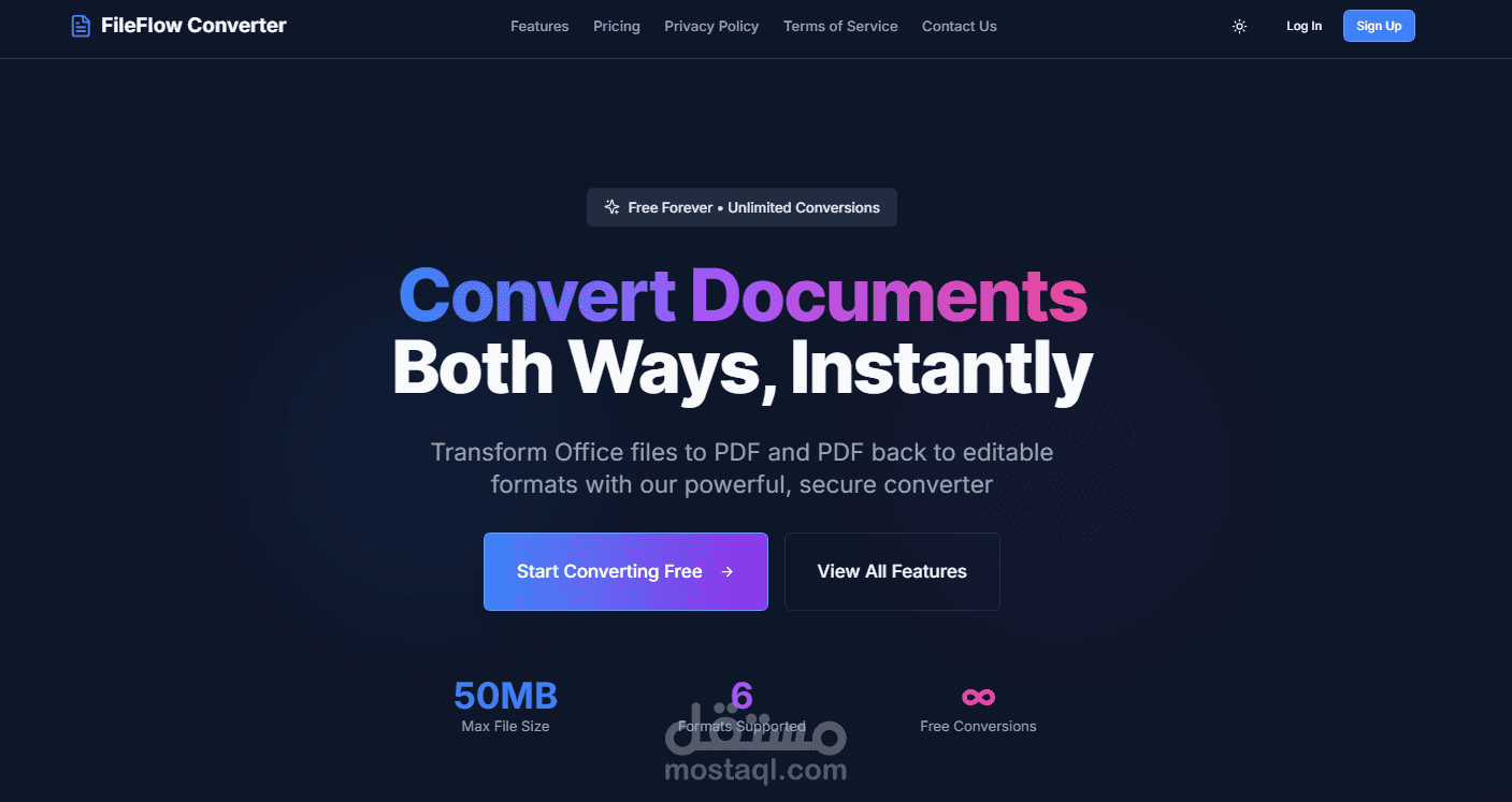 File Flow Convertor Platform Website