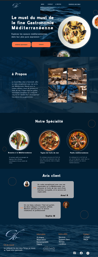 Site Web – Le Grand Bleu (Restaurant Méditerranéen)