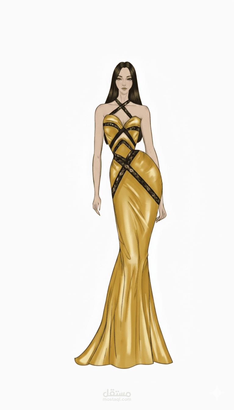 فستان الافعي المدهبه