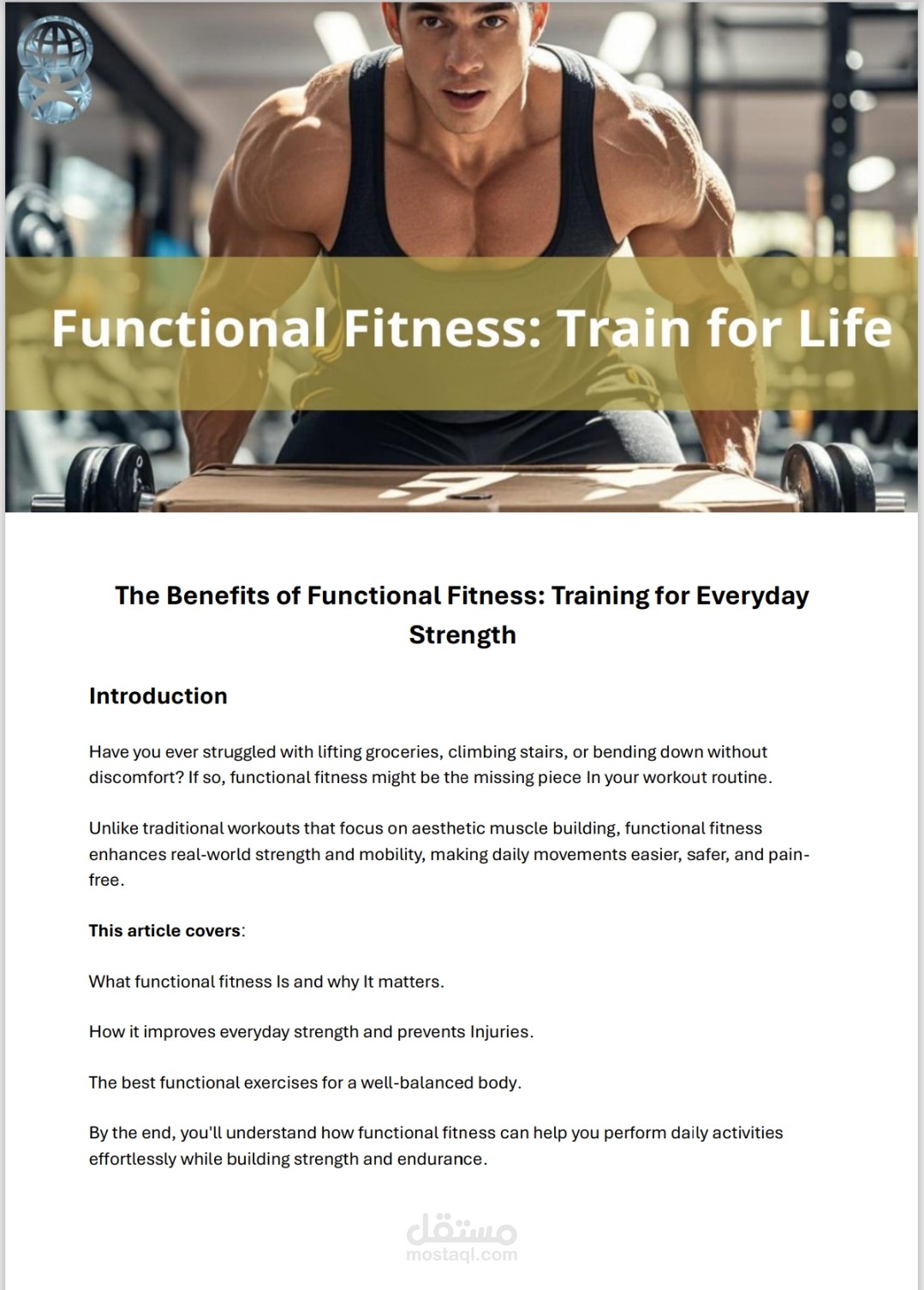 مقال احترافي باللغة الإنجليزية عن فوائد اللياقة الوظيفية | Functional Fitness Article for Health & Fitness Blogs