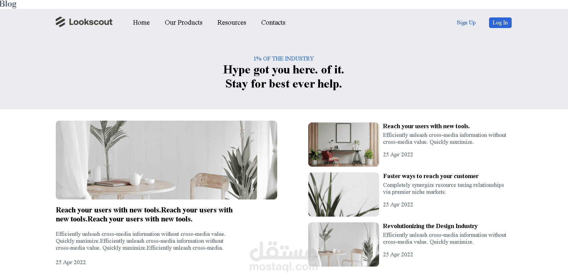 تصميم واجهة موقع مدونة احترافية (HTML / CSS / Bootstrap)