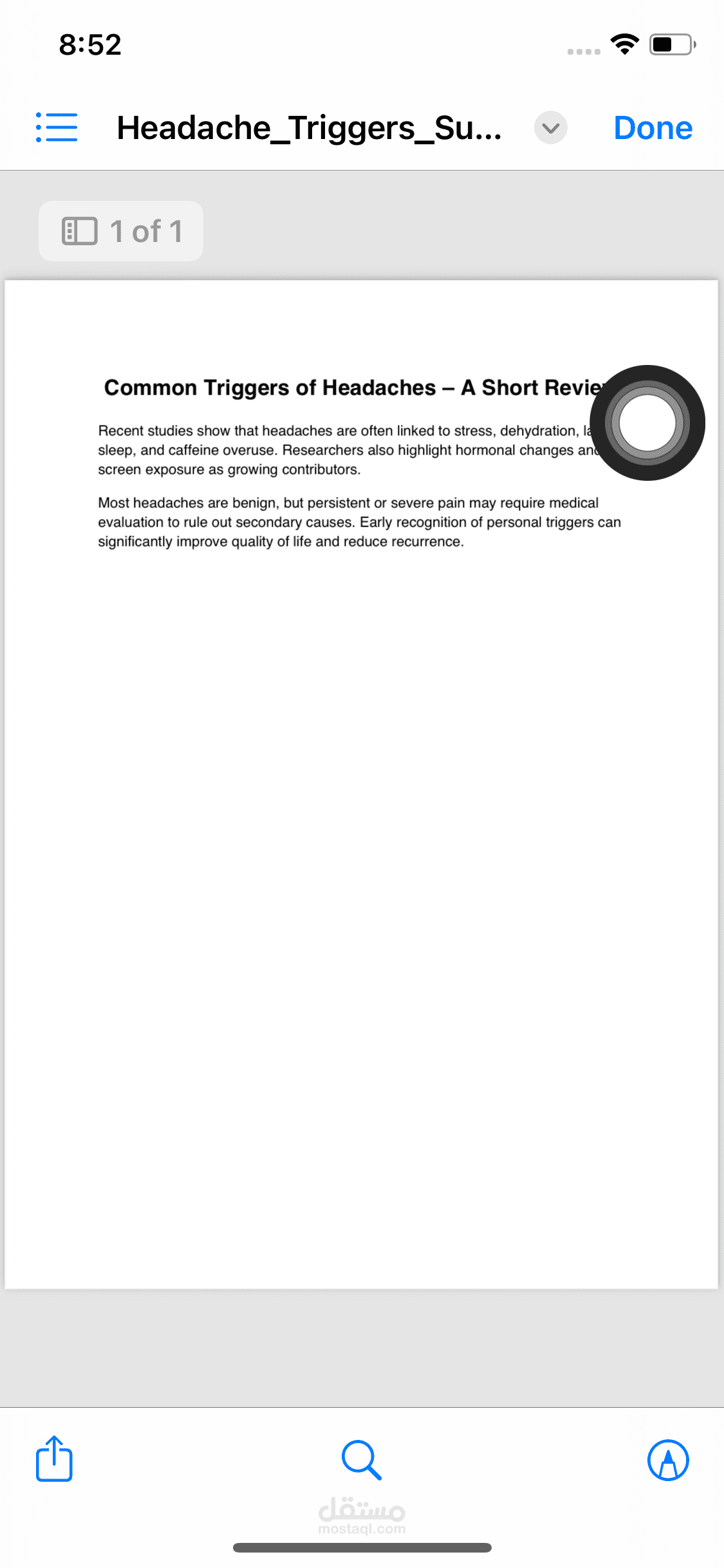 Headache triggers summary