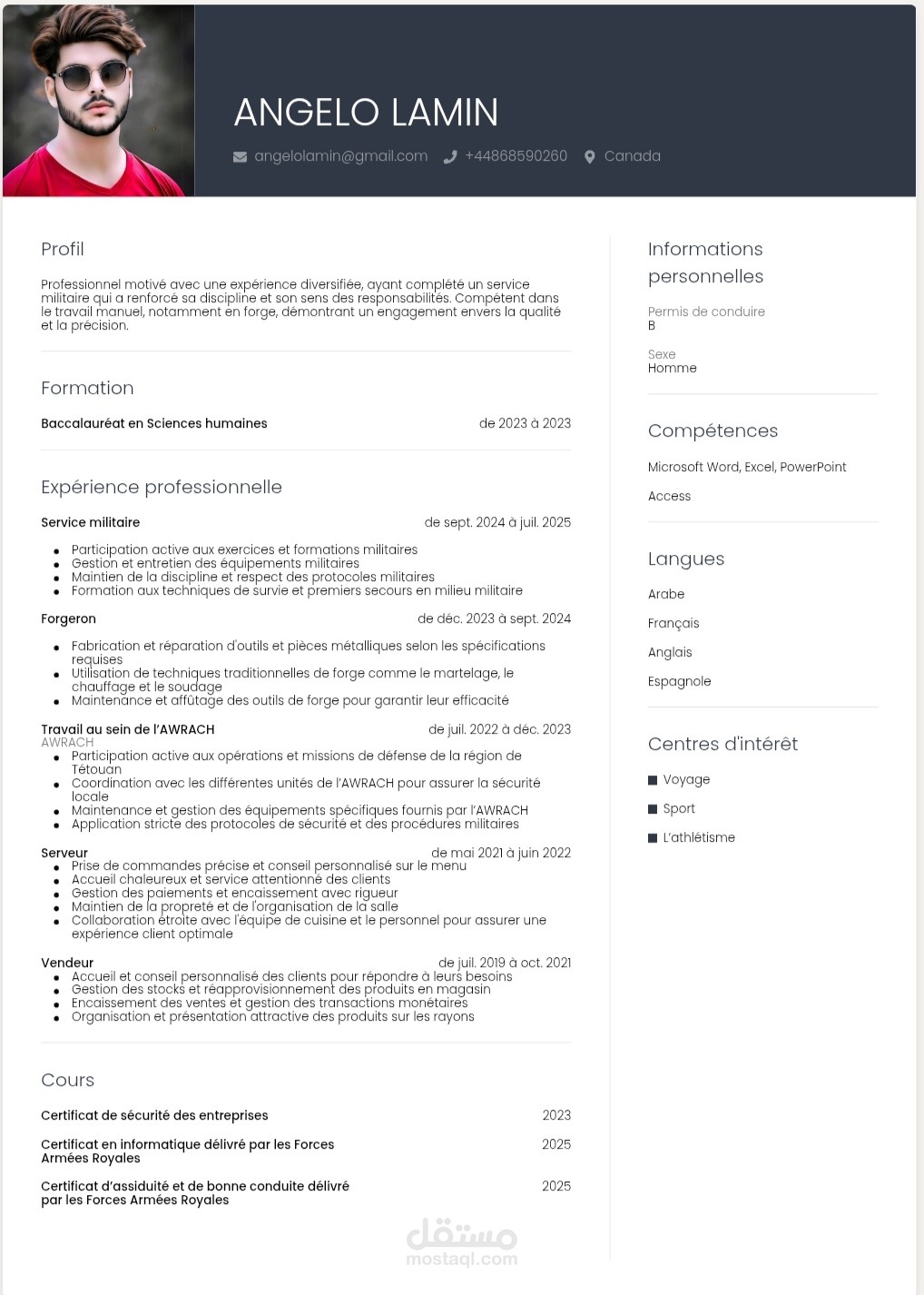 سيرة ذاتية احترافية.professionnel