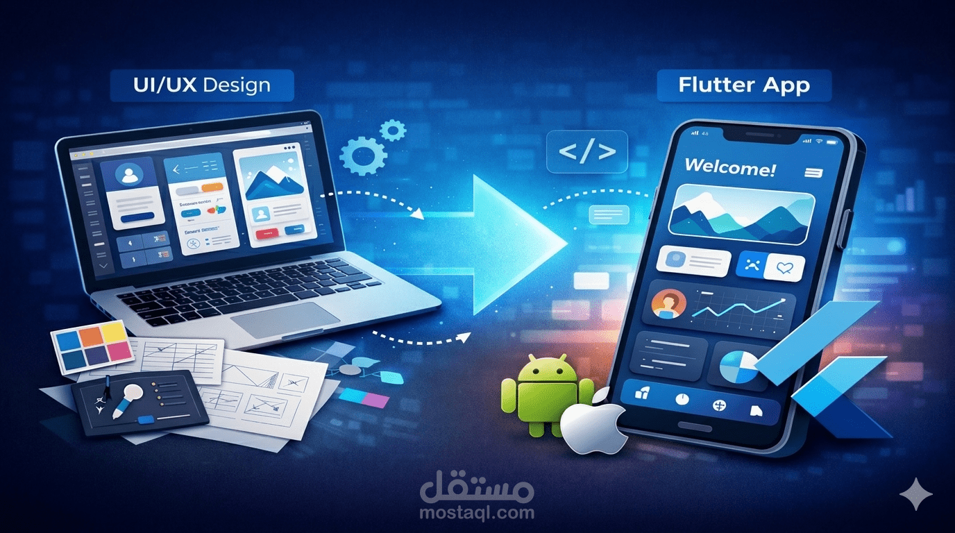 تحويل تصميم UI إلى تطبيق Flutter احترافي