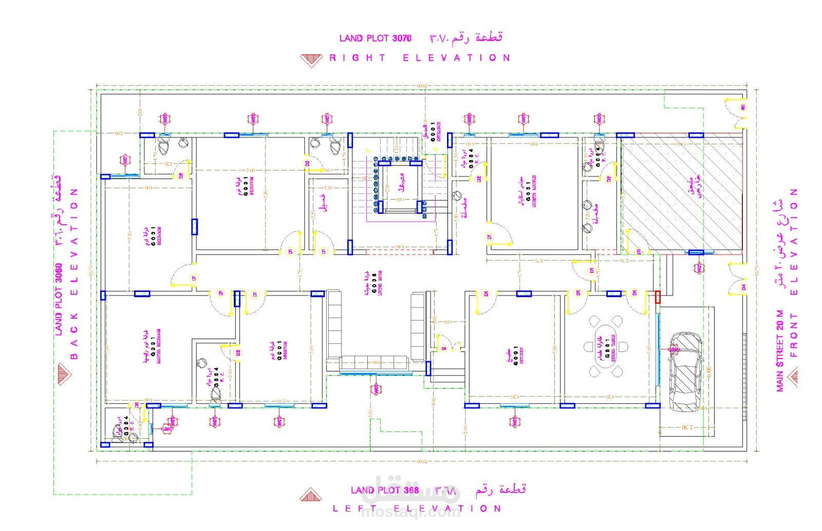 تصميم معماري وإنشائي لفيلا بالكود السعودي