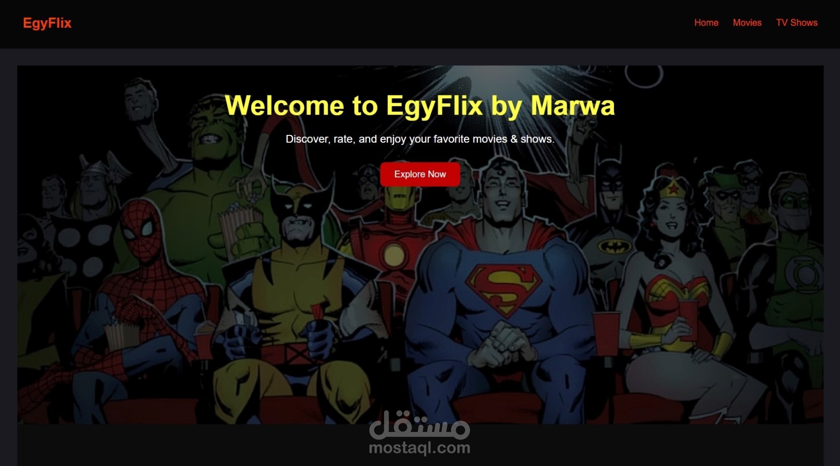 منصة أفلام تفاعلية لعرض التصنيفات والتقييمات