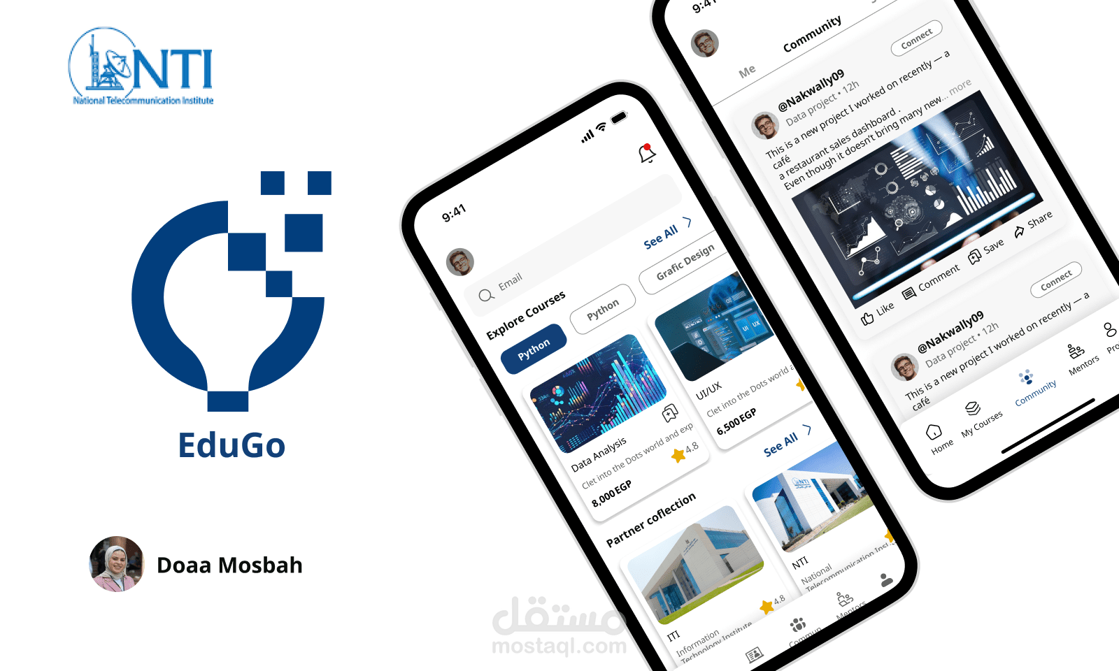 تصميم وتطوير تطبيق موبايل للكورسات الأونلاين (eduGo)