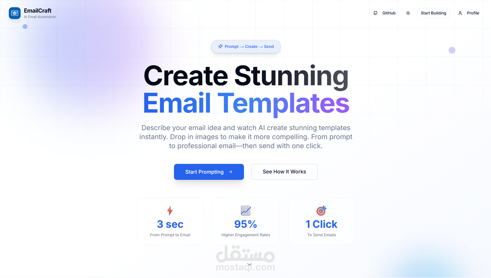 EmailCraft  محرّر حي بالذكاء الاصطناعي لإنشاء وإرسال قوالب بريد إلكتروني جذابة بصريًا