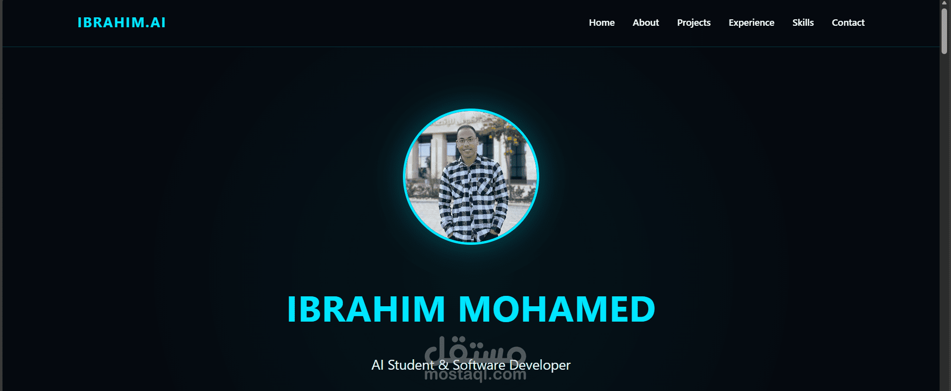 معرض أعمال شخصي احترافي (Full-Stack & AI Portfolio)