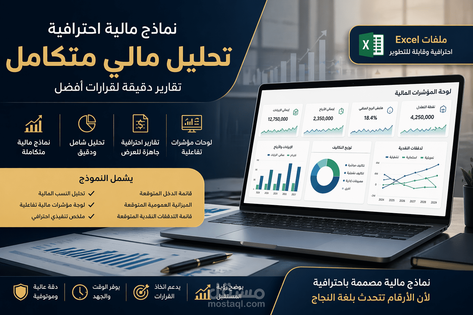 تحليل مالي احترافي + Dashboard تفاعلي لزيادة الربحية واتخاذ القرار