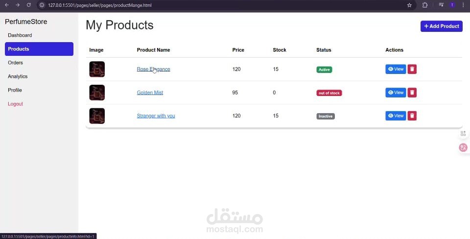 perfume Ecommerce website