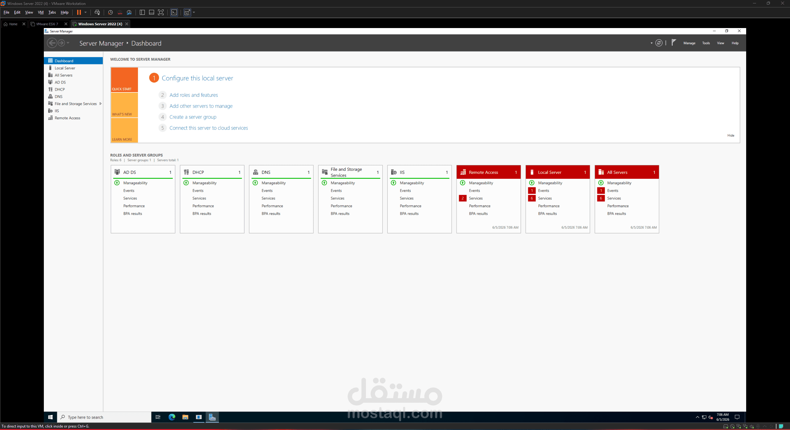 معمل Windows Server 2022 — Active Directory وإدارة الشبكة