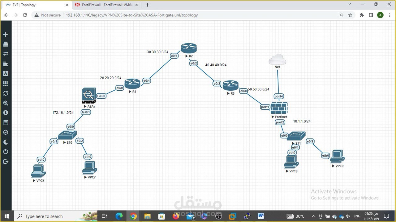 Site-to-Site VPN between Cisco ASA Firewall and FortiGate Firewall