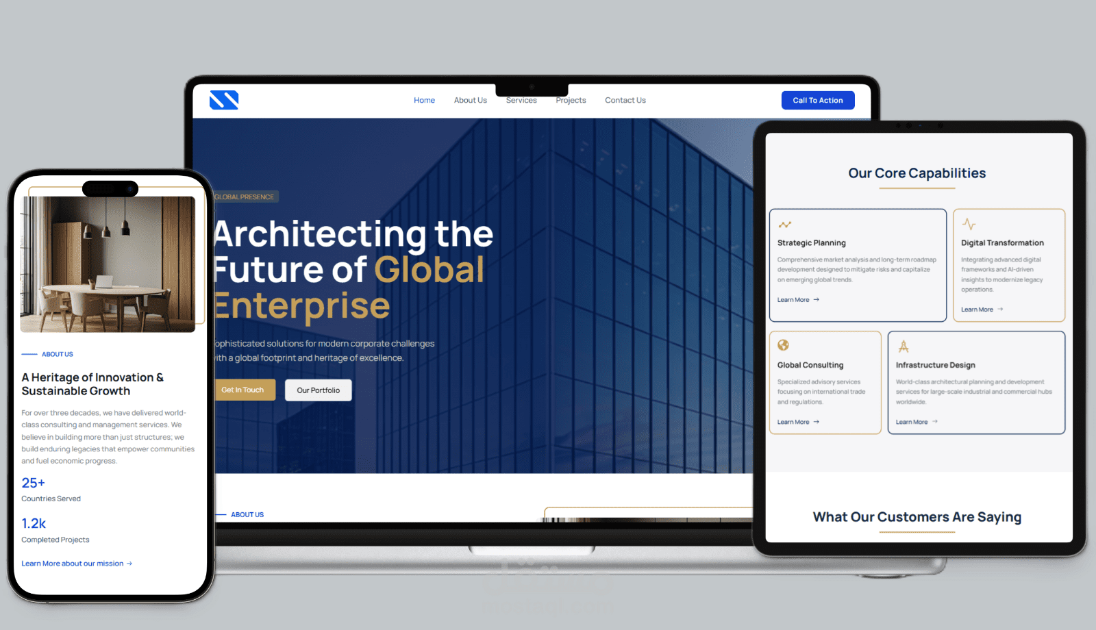 موقع تعريفي (Corporate Website) لشركة استشارات هندسية وإدارية