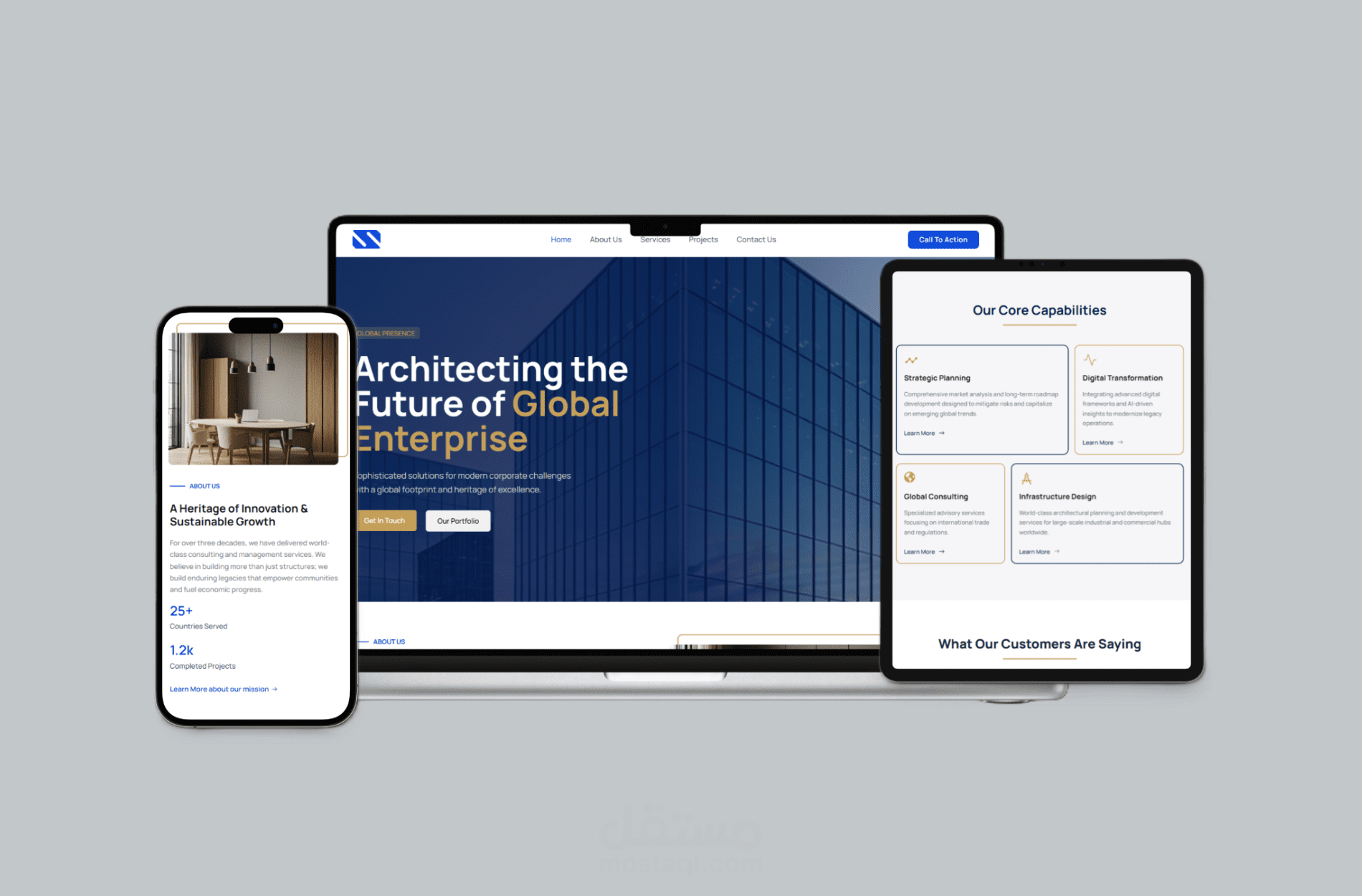 موقع تعريفي (Corporate Website) لشركة استشارات هندسية وإدارية