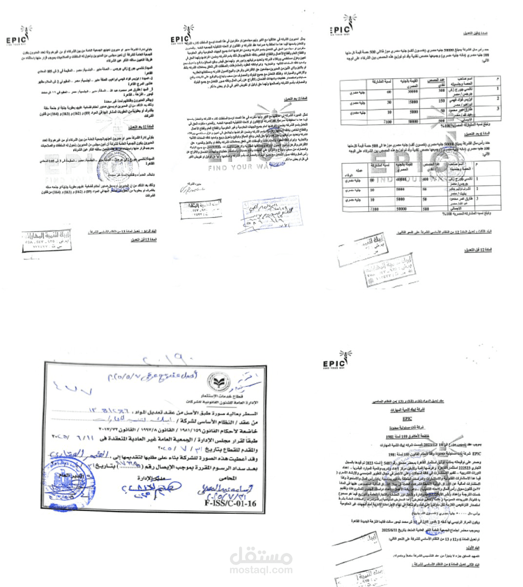 عقد تعديل  لشركه ذات مسئوليه محدوده
