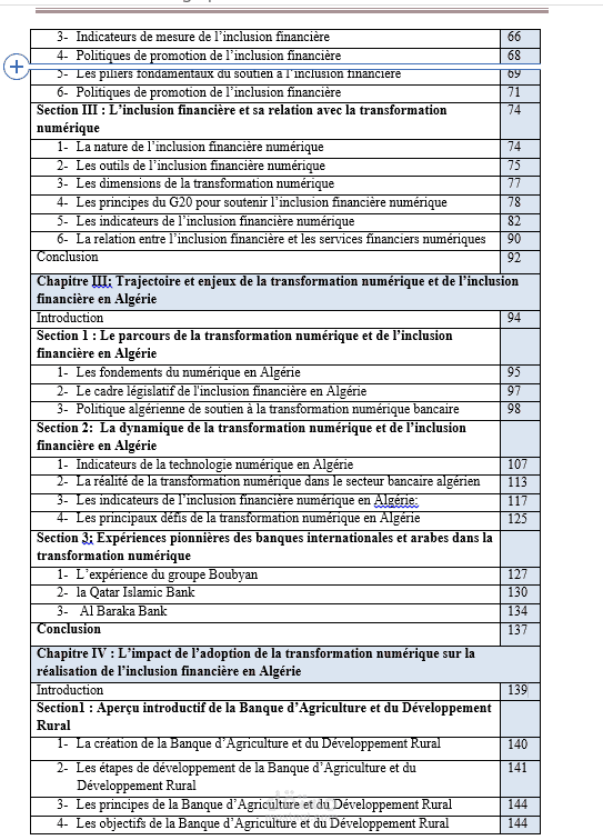 Le rôle de la numérisation des services bancaires dans l’amélioration de l’inclusion financière en Algérie, notamment à travers l’expérience de la Banque de l’Agriculture et du Développement Rural (BADR).