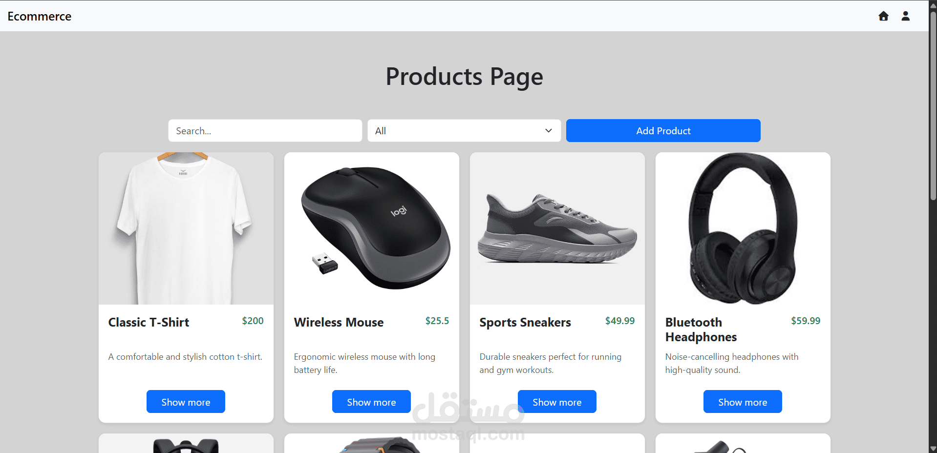 Ecommerce Products Dashboard