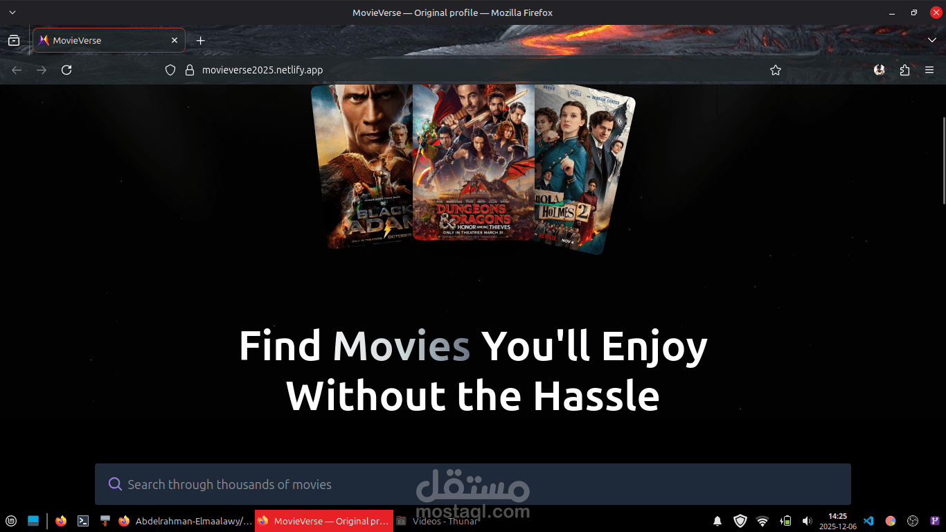 MovieVerse | تطبيق تفاعلي لاستكشاف الأفلام باستخدام React.js & Tailwind CSS