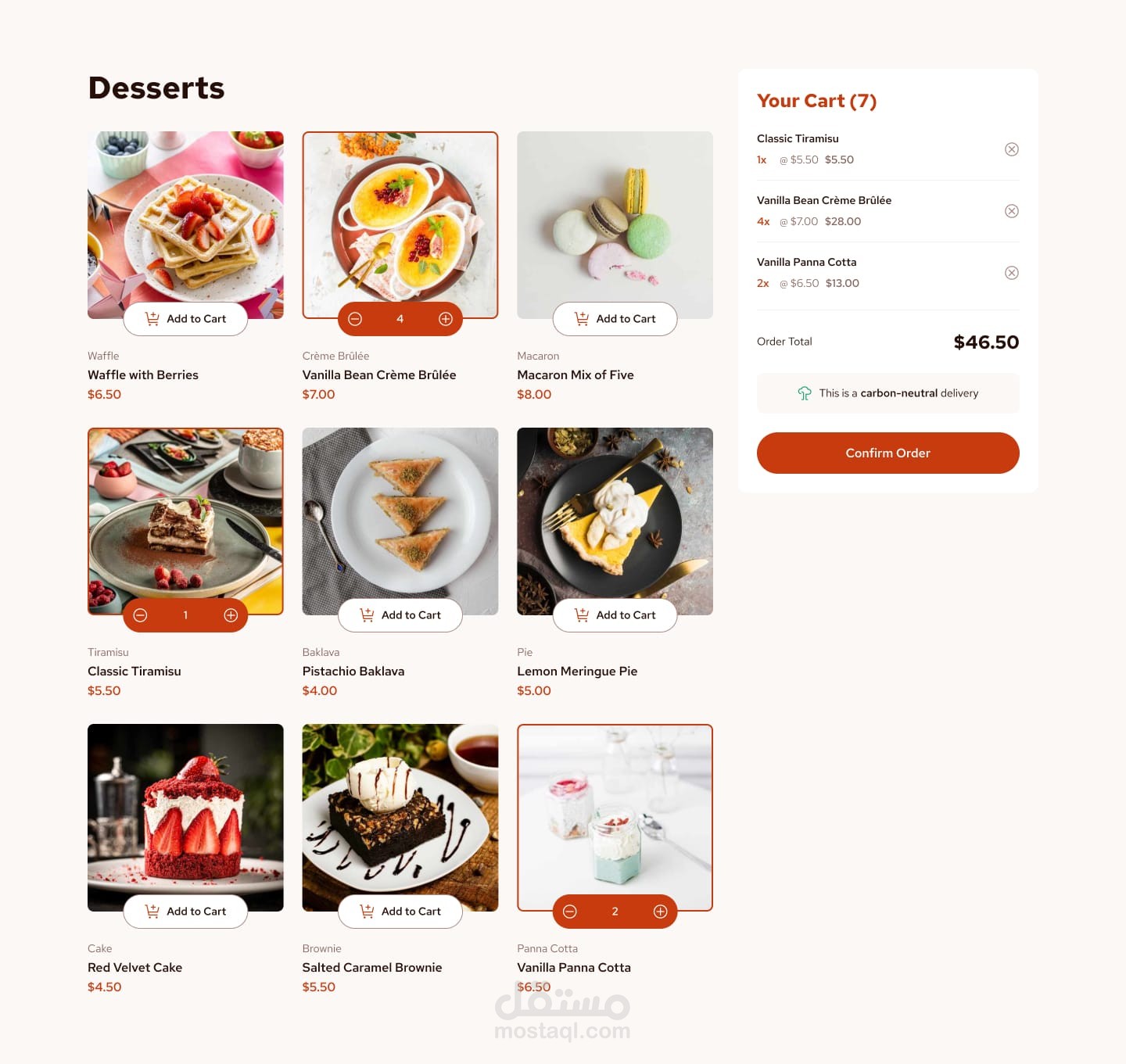 Product list with cart