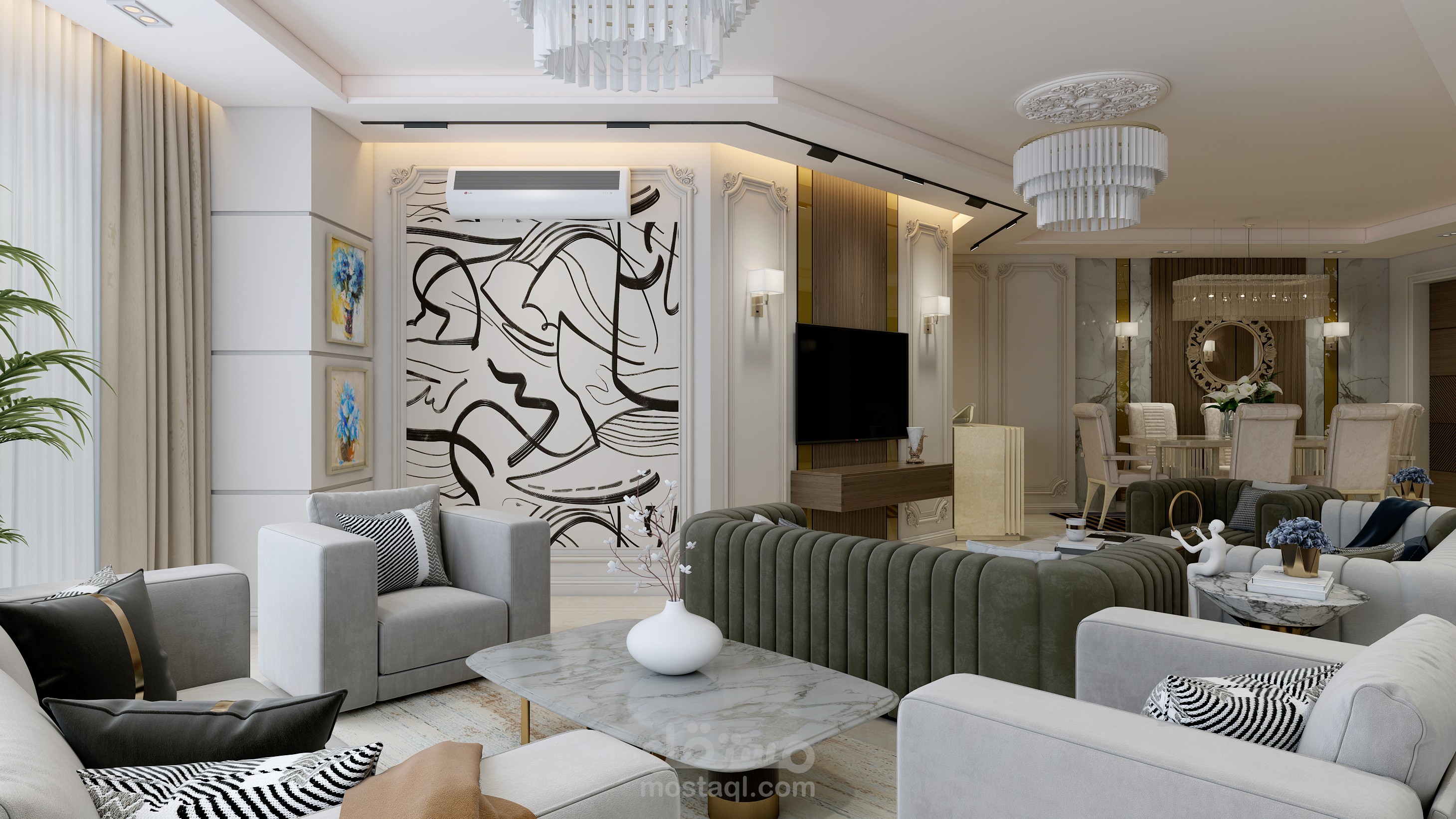 تصميم عصري أنيق لمنطقة الاستقبال (Reception)
