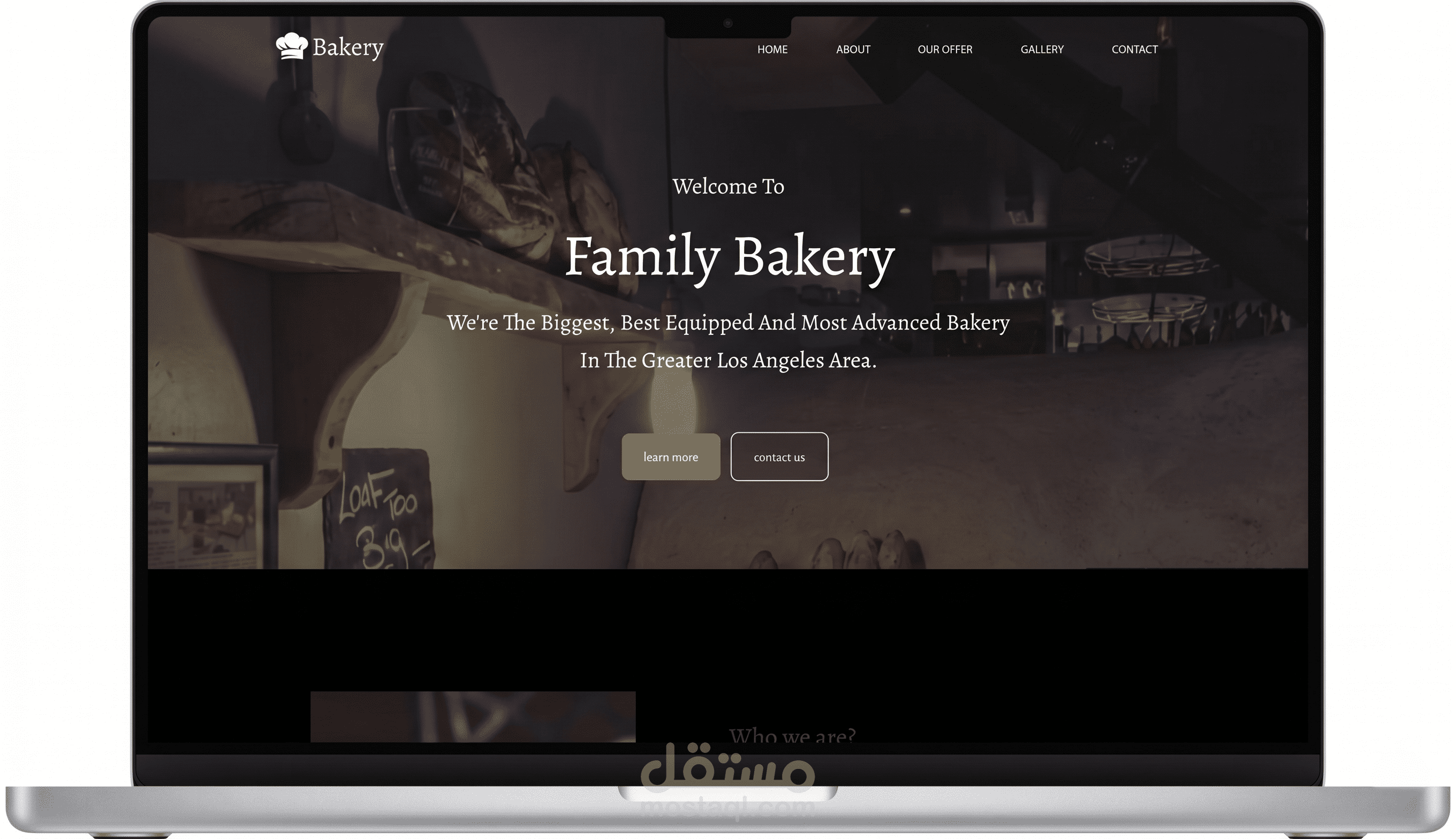 تصميم وتطوير واجهة موقع "Bakery" متجاوبة بالكامل.