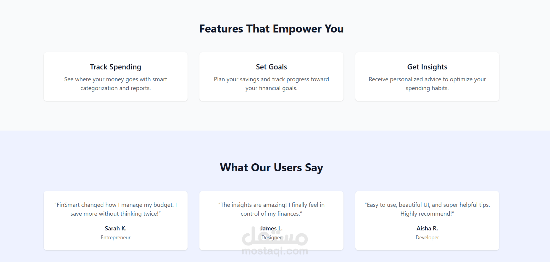 Finance Product Landing Page
