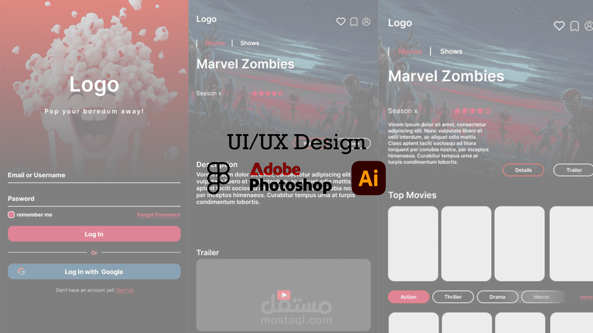 UI/UX design using Figma Software for my Android (Movie App)App