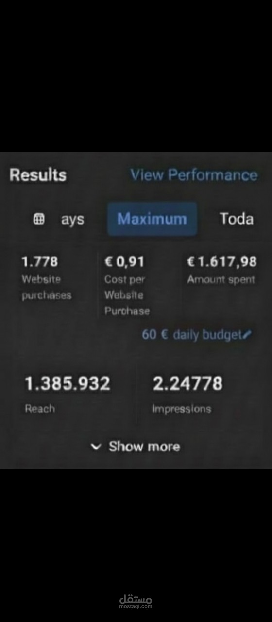 نتائج ممتازة لحملة مبيعات :تحقيق 1778بتكلفة شراء بلغت 1دولار تقريبا