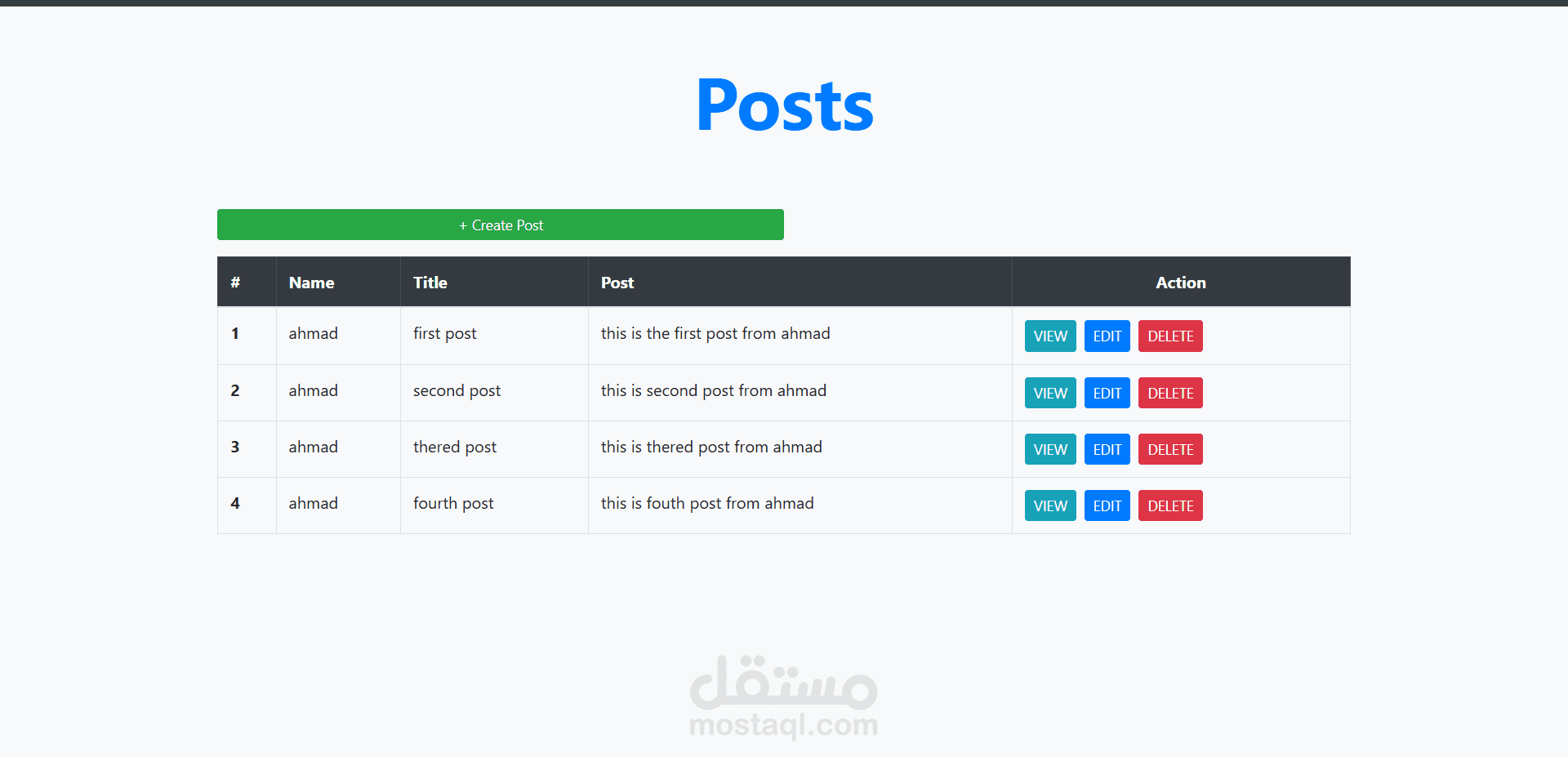 نظام إدارة منشورات (CRUD) باستخدام Laravel وMySQL