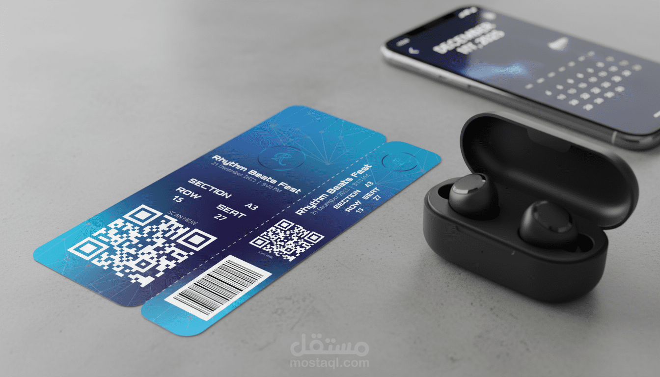 تذكرة حفل موسيقي جاهزة للطباعة - Illustrator