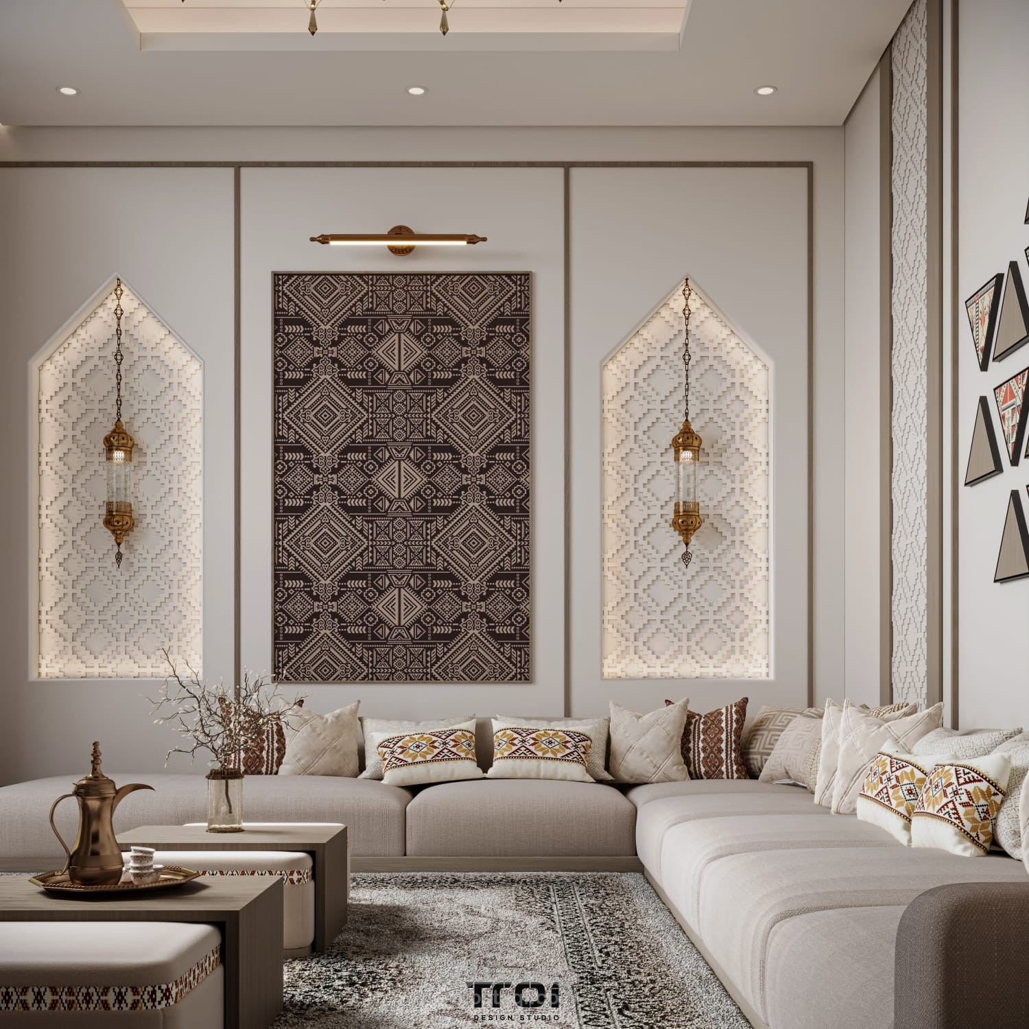 ديوانية على الطراز العربي ولكن بشكل عصري بسيط