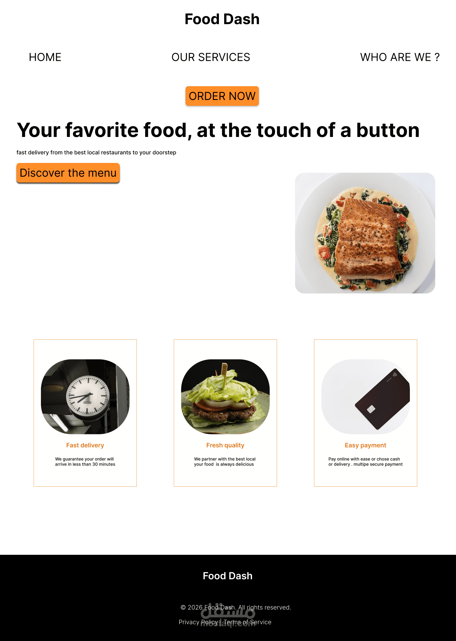 Landing page Food Delivery