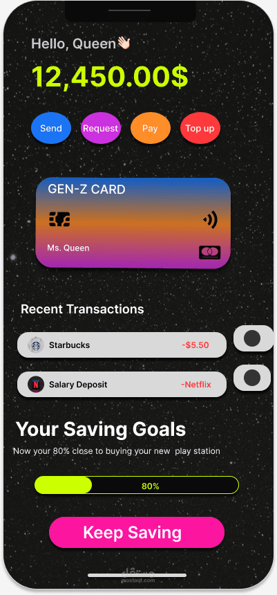 Fin Tech App  UI للمسة Futuristic
